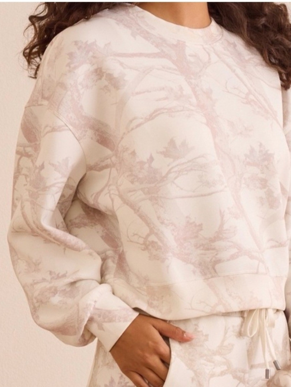 Altar'd State Cream & Light Pink Floral Print Pullover Sweatshirt - Picture 2 of 8